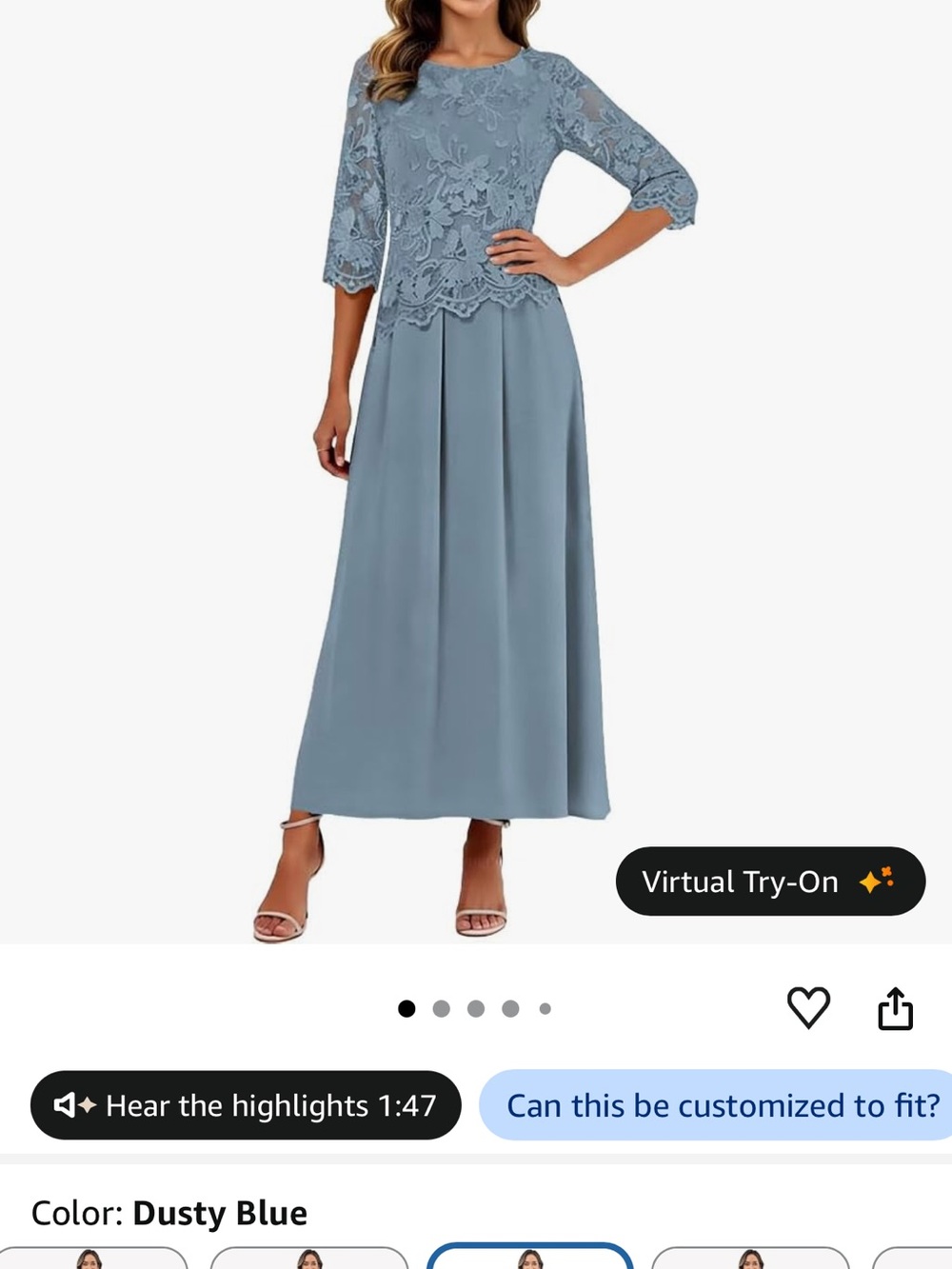 Dusty Blue Lace Top Maxi Dress